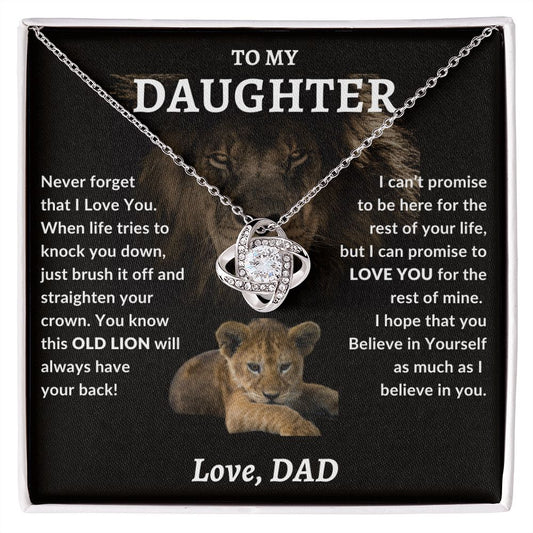 To My Daughter | Lion | Love Knot Necklace