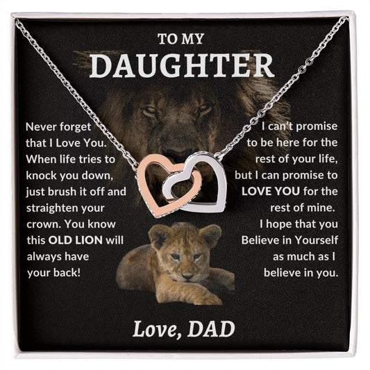 To My Daughter | Lion | Interlocking Hearts Necklace