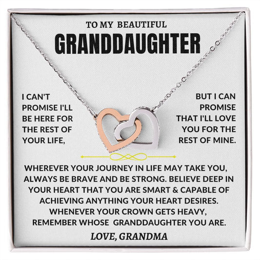 To My Beautiful Granddaughter | Grandma | Interlocking Hearts Necklace