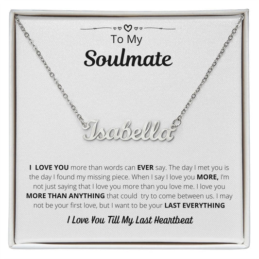 To My Soulmate | Last Heartbeat - White | Custom Name Necklace