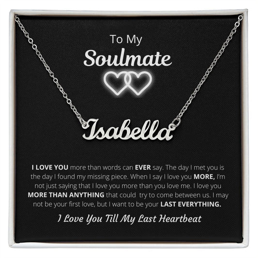 To My Soulmate | Last Heartbeat | Custom Name Necklace