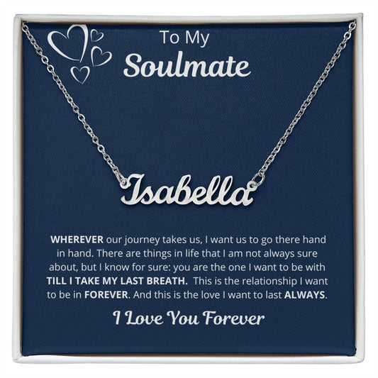 To My Soulmate | I Love You Forever - Navy | Custom Name Necklace