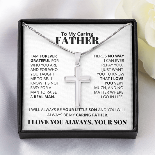 To My Caring Father | Stainless Cross Necklace